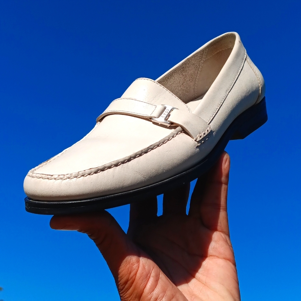 BASS MEN'S PEARL WHITE PENNY SLIP ON